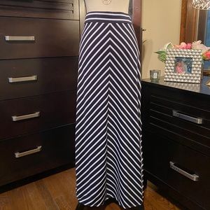 The Limited Navy & White Stripe Maxi Skirt w/ Slit